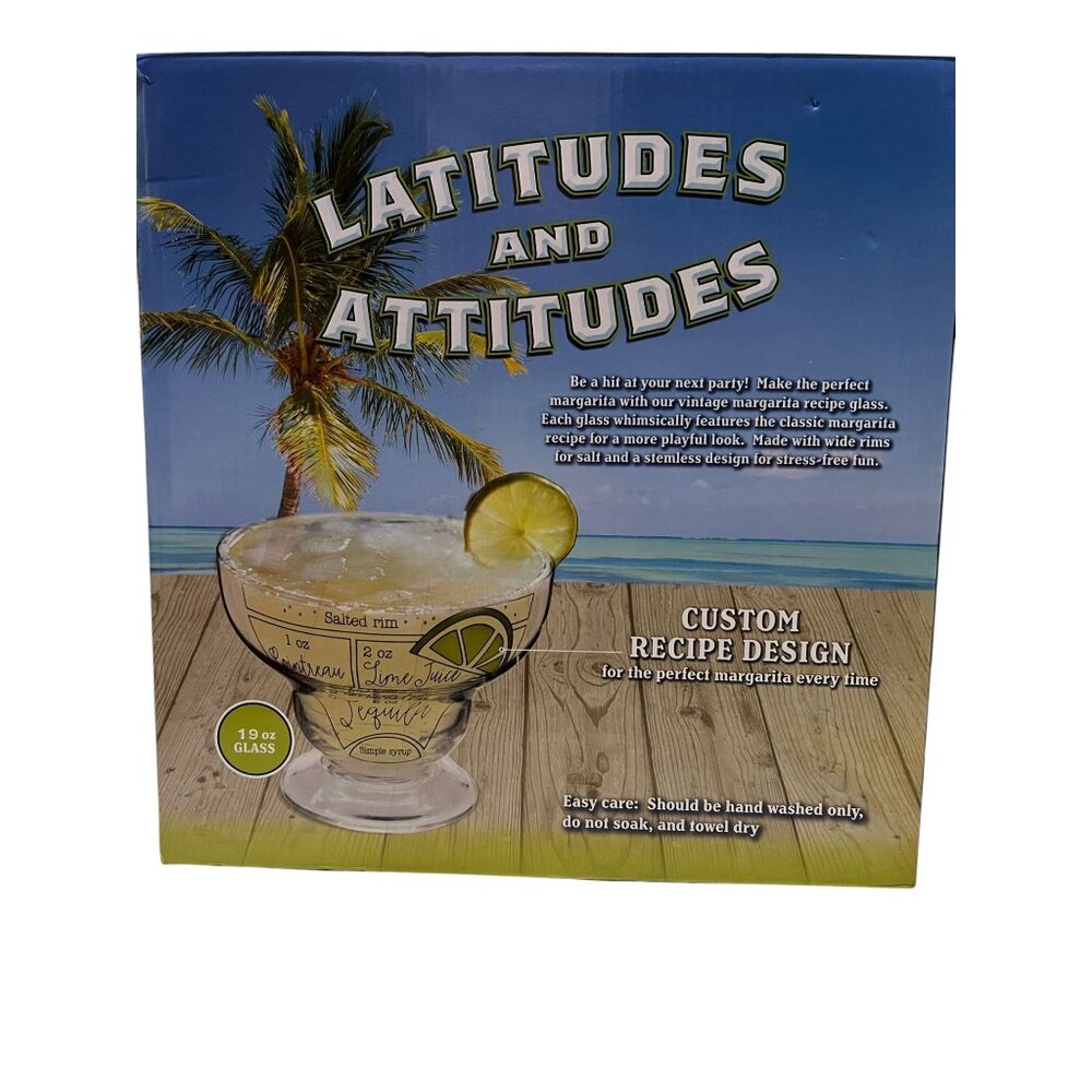 Latitudes & Attitudes Margarita Glasses Set of 4 Custom Recipe Design 19oz - Picture 2 of 8